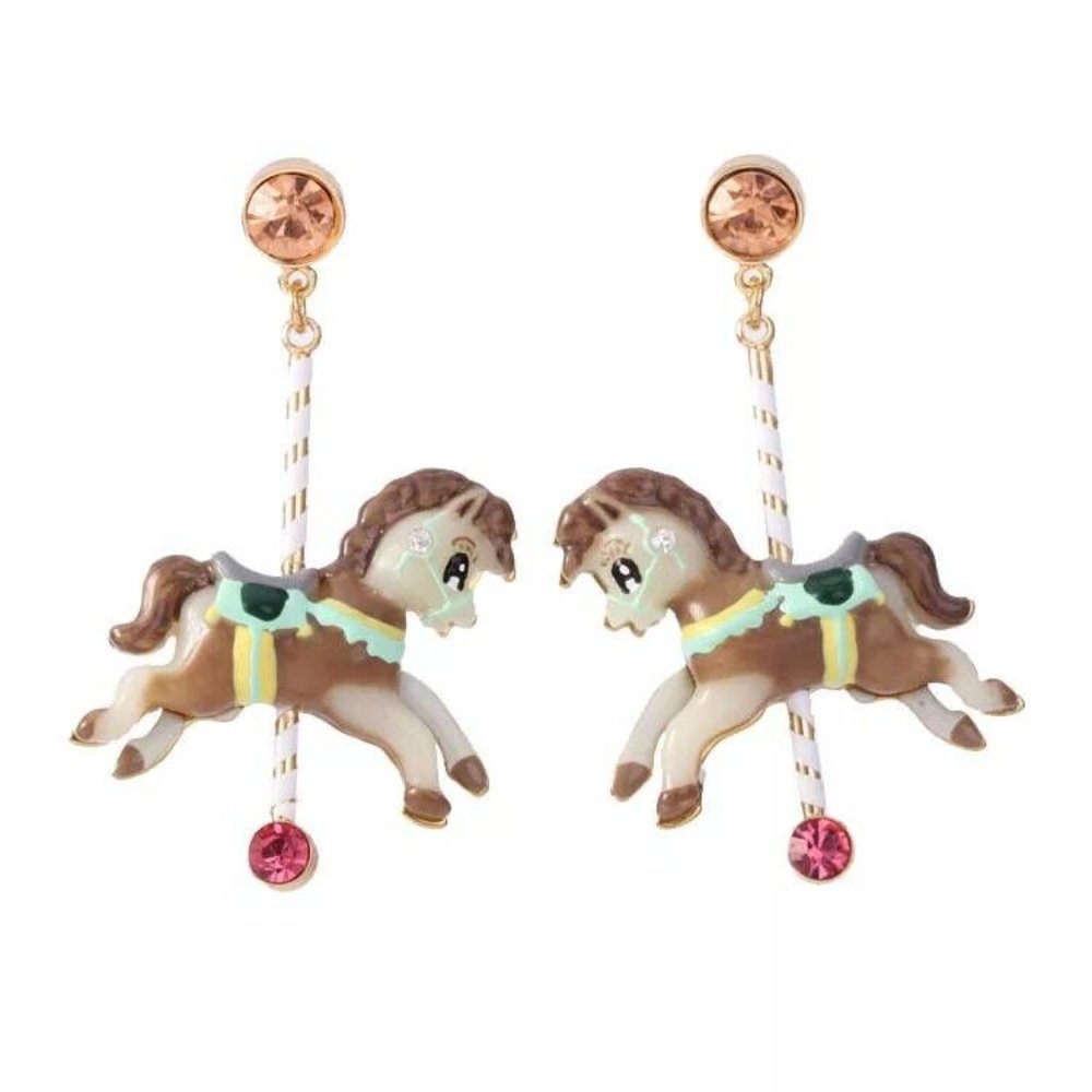 Les Nereides N2 Joyland Carousal Horse Stud Earrings